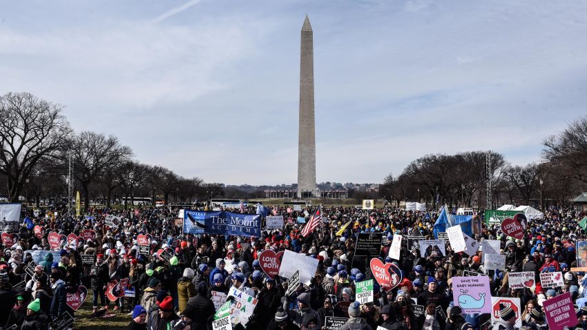 Demonstrators during the annual March For Life on the National Mall in Washington, D.C., U.S., on Friday, Jan. 21, 2022. 