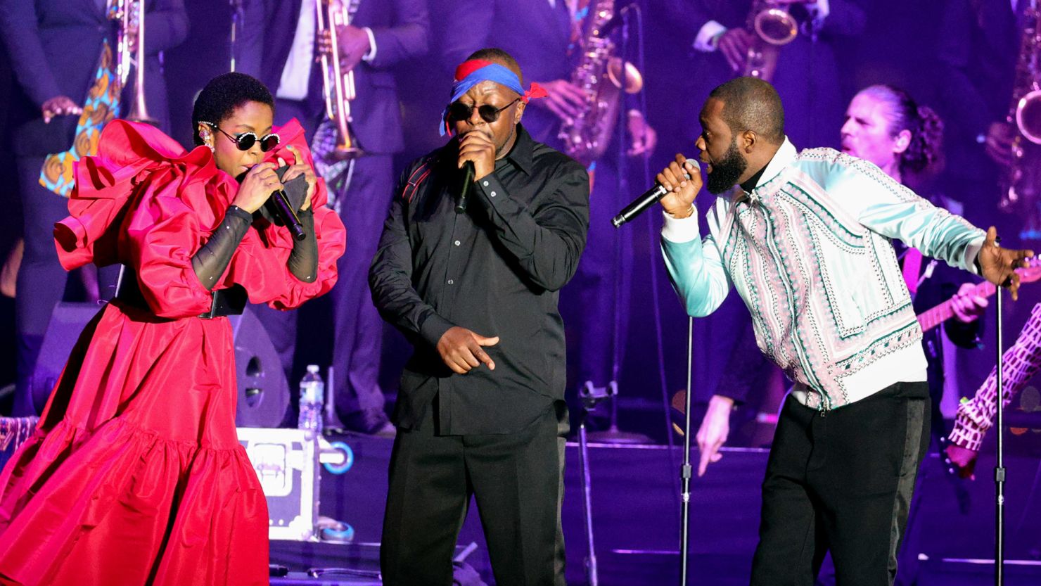 The Fugees perform at Pier 17 in NYC in support of Global Citizen Live on September 25, 2021.
