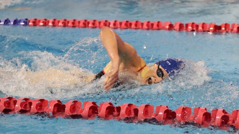 Transgender University of Pennsylvania swimmer Lia Thomas competes in a freestyle event in Philadelphia on January 8.