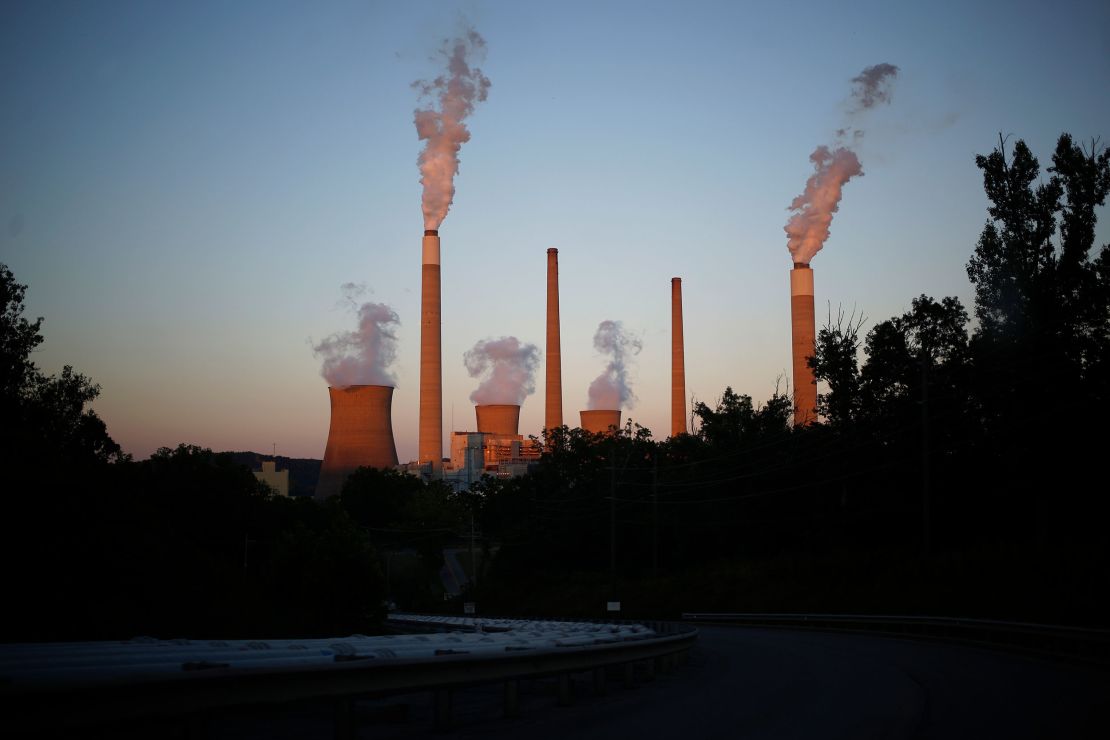 Emissions rise from the coal-fired John E. Amos Power Plant in Winfield, West Virginia.