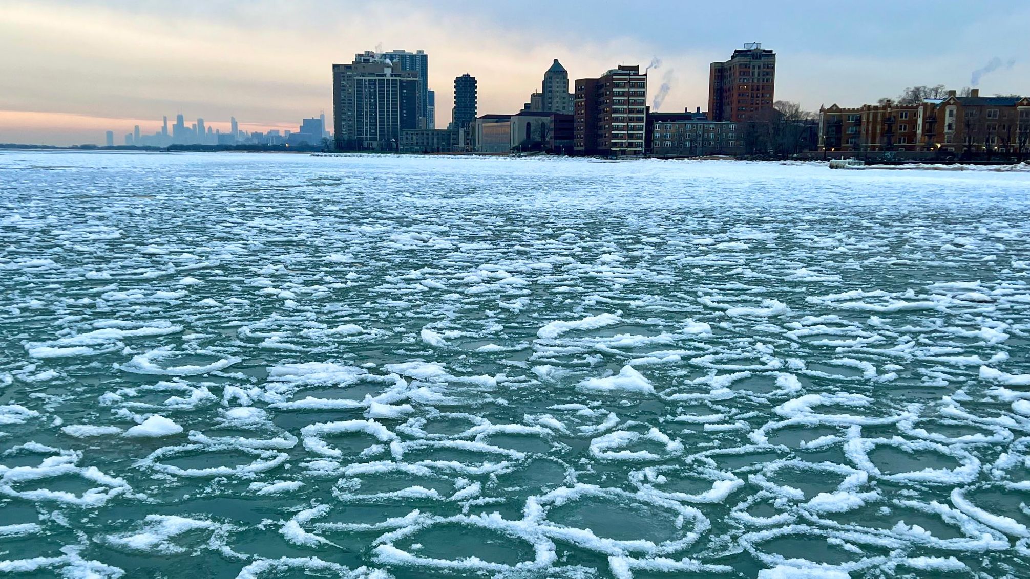 Ice formations in Lake Michigan in Chicago taken by Sharan Banagiri. He told CNN these photo were taken at Loyola Beach at Rogers Park, which is about 10 miles north of downtown Chicago.