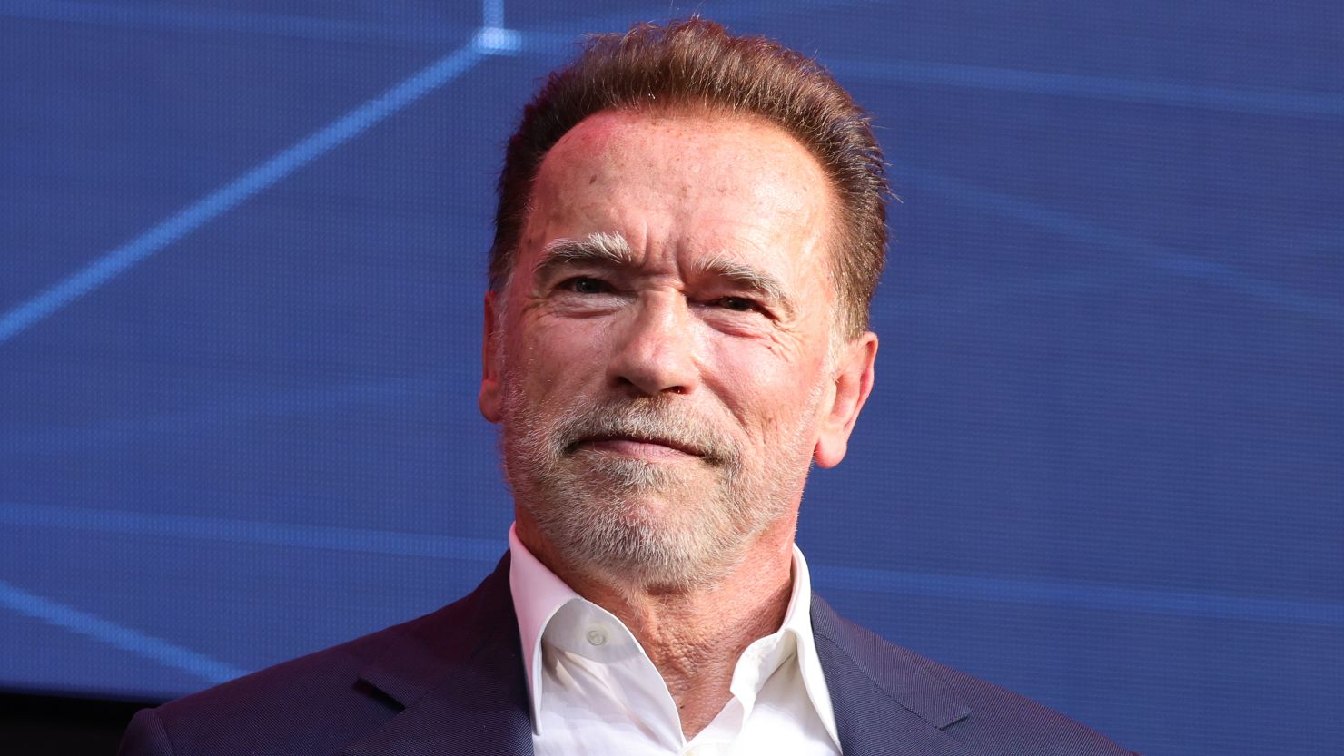 Arnold Schwarzenegger speaks on stage during the Digital X event on September 7, 2021, in Cologne, Germany. 