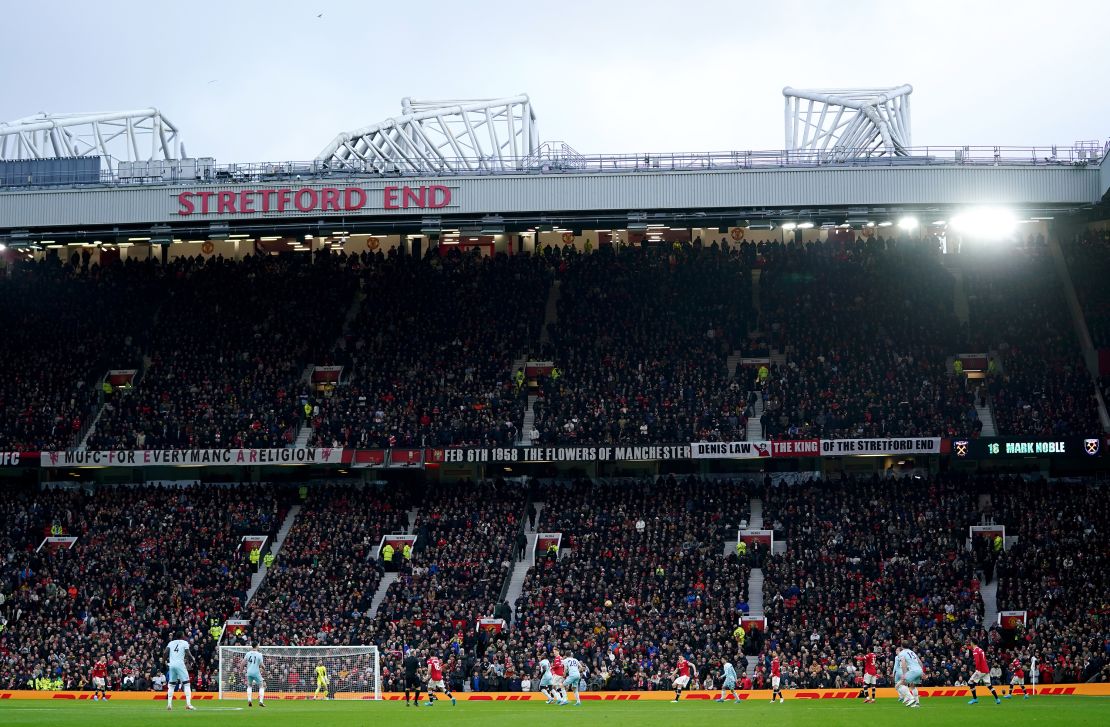 A general view of the Premier League match between Manchester United and West Ham at Old Trafford.