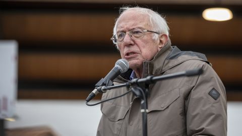 Sen. Bernie Sanders, an Independent from Vermont, speaks during a union workers strike against Kellog Co. in Battle Creek, Michigan, on December 17, 2021.