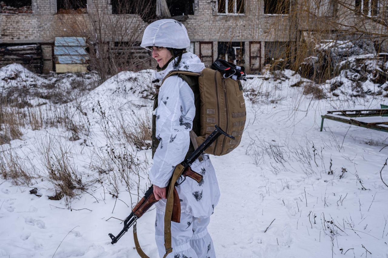 Zhanna, 42, is a lieutenant and doctor in the Ukrainian army, based in Avdiivka. Before joining the army last year, she was a pediatric physician in a local hospital. Her husband is an officer in the army. "I'm not sure that there will be an attack by Russia," she said, "but I am ready to treat the soldiers in case they are wounded in fighting."
