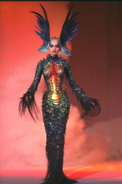 An extravagant haute couture creation from Mugler's Fall-Winter 1997/98 collection.
