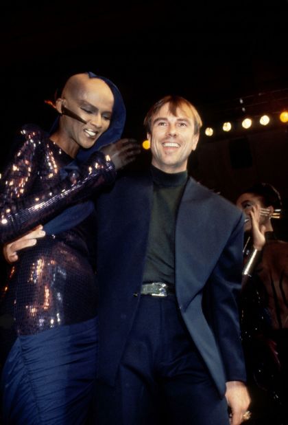 Thierry Mugler pictured in the late 1980s during New York Fashion Week.