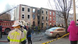 The scene of the partial building collapse on January 24 in Baltimore, Maryland.