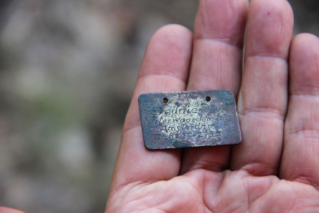 Deddie Zak's badly burnt tag was found in one of the crematoria of the extermination camp.