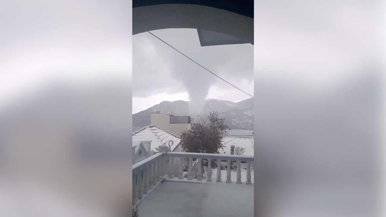 A rare waterspout seen on Greece's Skopelos island on Monday.
