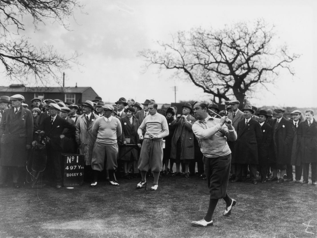 Hagen in action during the Ryder Cup at Moortown, Leeds in April 1929.