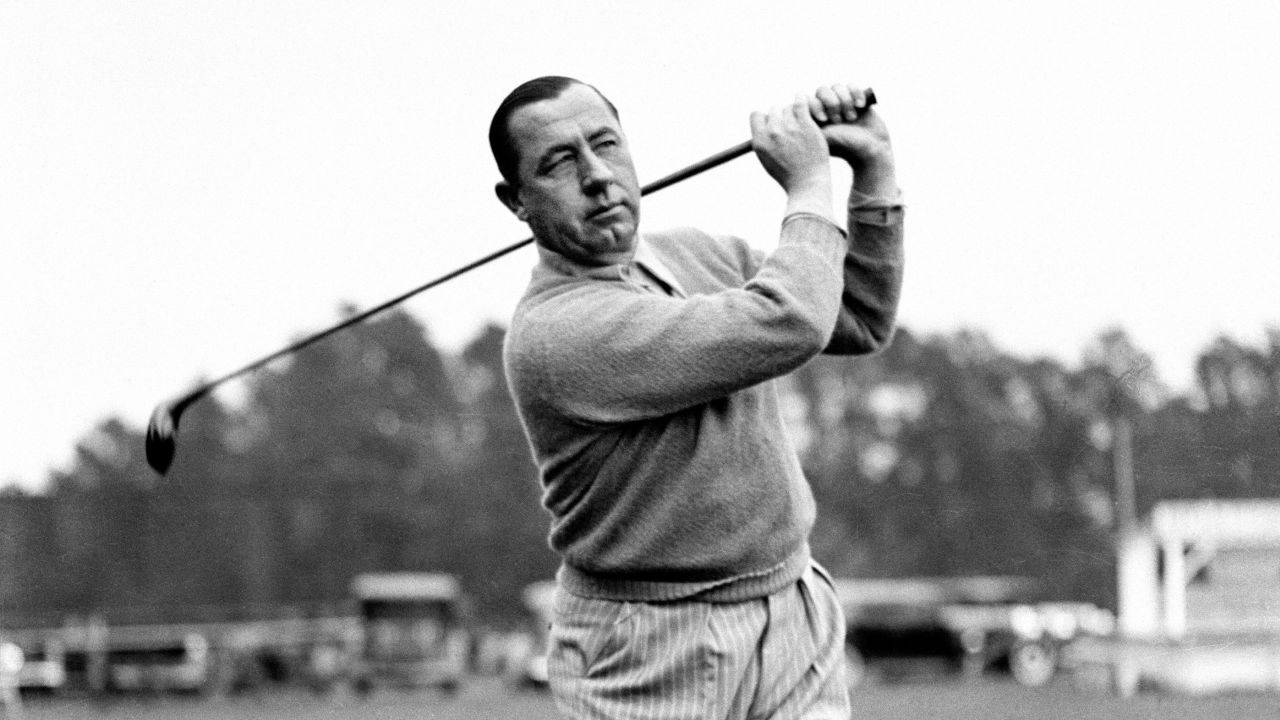 Hagen takes a swing during the 1940 Masters at Augusta National Golf Club.