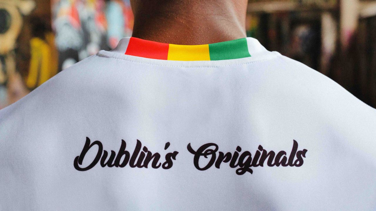 The shirt pays homage to 'An Afternoon in the Park,' the famed Bob Marley Dalymount concert.
