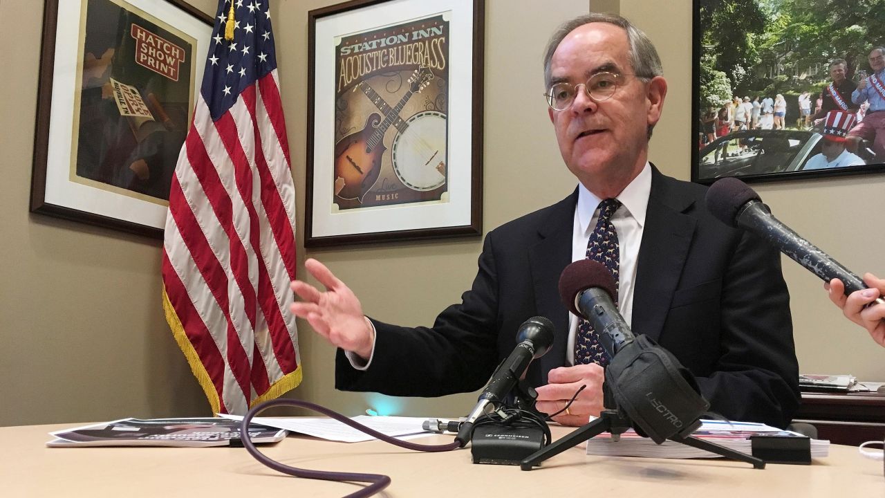 Rep. Jim Cooper, a Democrat from Tennessee, talks to reporters at his Nashville office in February 2018. 
