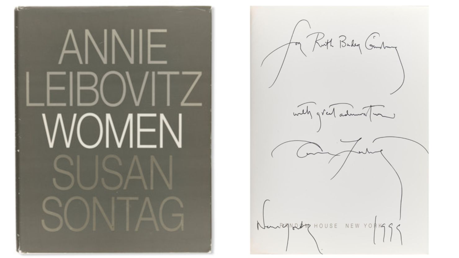 "Women," by Annie Leibovitz and Susan Sontag, inscribed to Justice Ruth Bader Ginsburg.