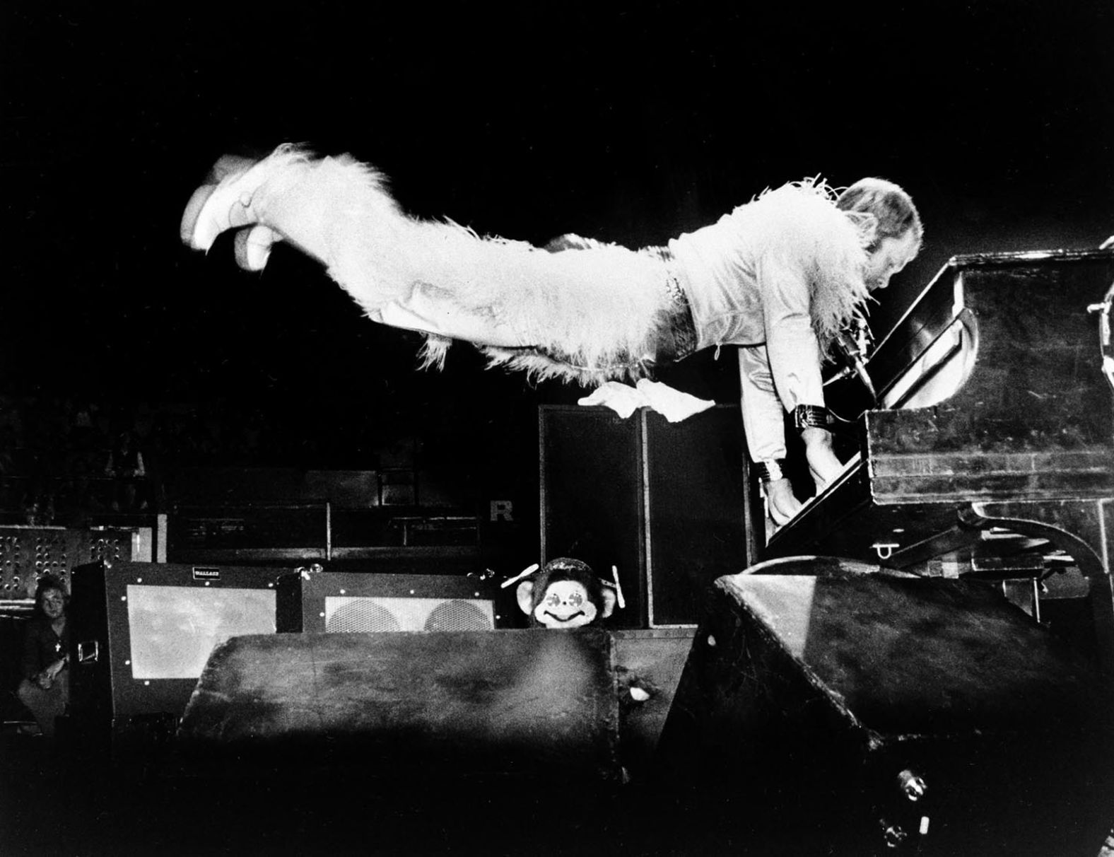 John gives a typical energetic performance in 1974. Some of the other hit songs he had by this time: "Tiny Dancer," "Levon," "Crocodile Rock" and "Rocket Man."