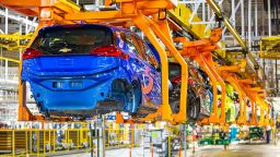 Chevrolet Bolt EV and Chevrolet Sonic vehicles are assembled Tuesday, March 19, 2019 at the General Motors Orion plant in Orion Township, Michigan.