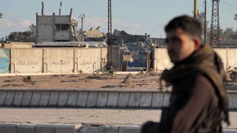 Members of the Syrian Democratic Forces are seen around a prison in Syria's northeastern city of Hasakah on January 25.