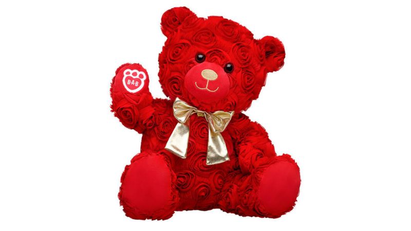 Wine Red Rose Flower Teddy Bear Soft Plush Toy Stuffed Toy Gift for Kids 