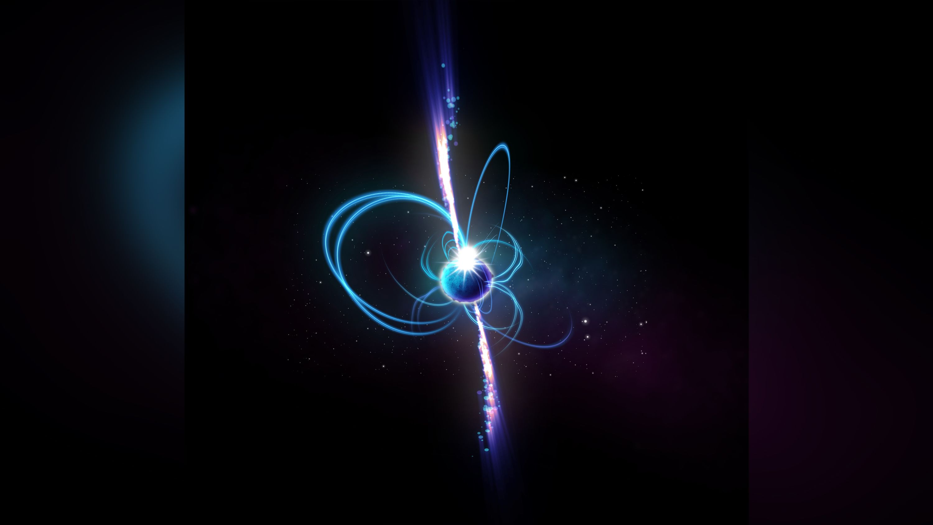 This is an artist's impression of what the object might look like if it's a magnetar, or an incredibly magnetic neutron star.