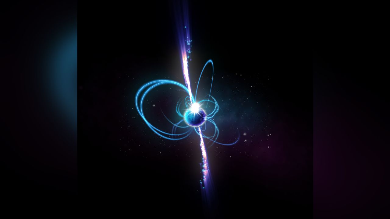 This is an artist's impression of what the object might look like if it's a magnetar, or an incredibly magnetic neutron star.