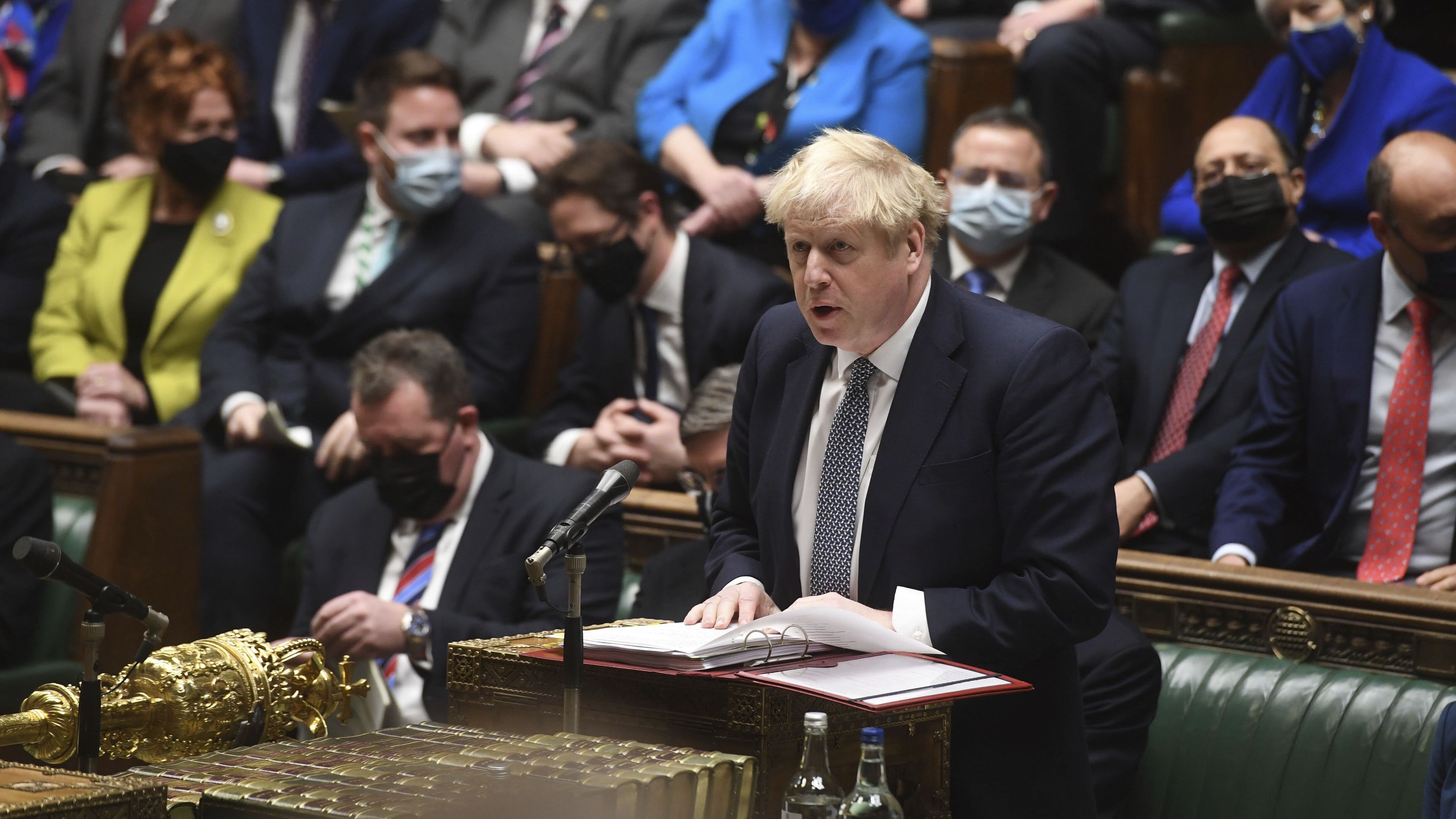 Johnson speaks in the House of Commons in January 2022. He<a href="https://www.cnn.com/2022/01/12/uk/boris-johnson-pmqs-downing-street-party-intl-gbr/index.html" target="_blank"> apologized</a> for attending a May 2020 garden party that took place while the UK was in a hard lockdown to combat the spread of Covid-19. Johnson told lawmakers he believed the gathering to be a work event but that, with hindsight, he should have sent attendees back inside.