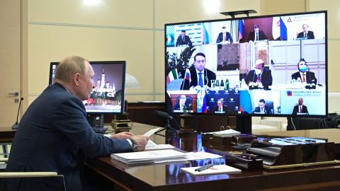 Russia's President Vladimir Putin spoke with Italian businesspeople via video link on Wednesday.