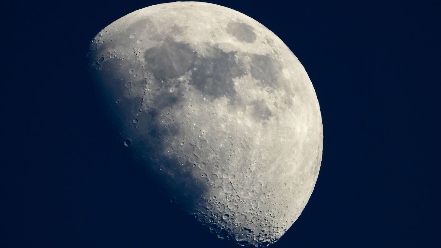  A photo taken on May 13, 2019, shows a view of the moon from Cannes, southern France.