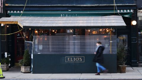 An exterior view of Elio's restaurant on the Upper East Side of Manhattan.