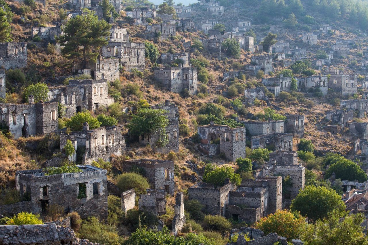 Rows of empty homes in the Turkish ghost town of Kayakoy. 