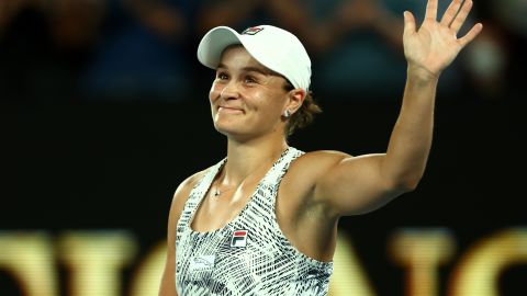 Barty celebrates winning the semifinal after just over an hour on court.