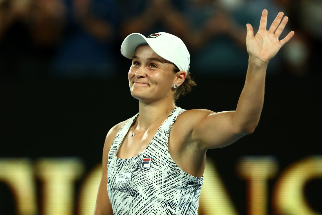 Barty celebrates winning the semifinal after just over an hour on court.