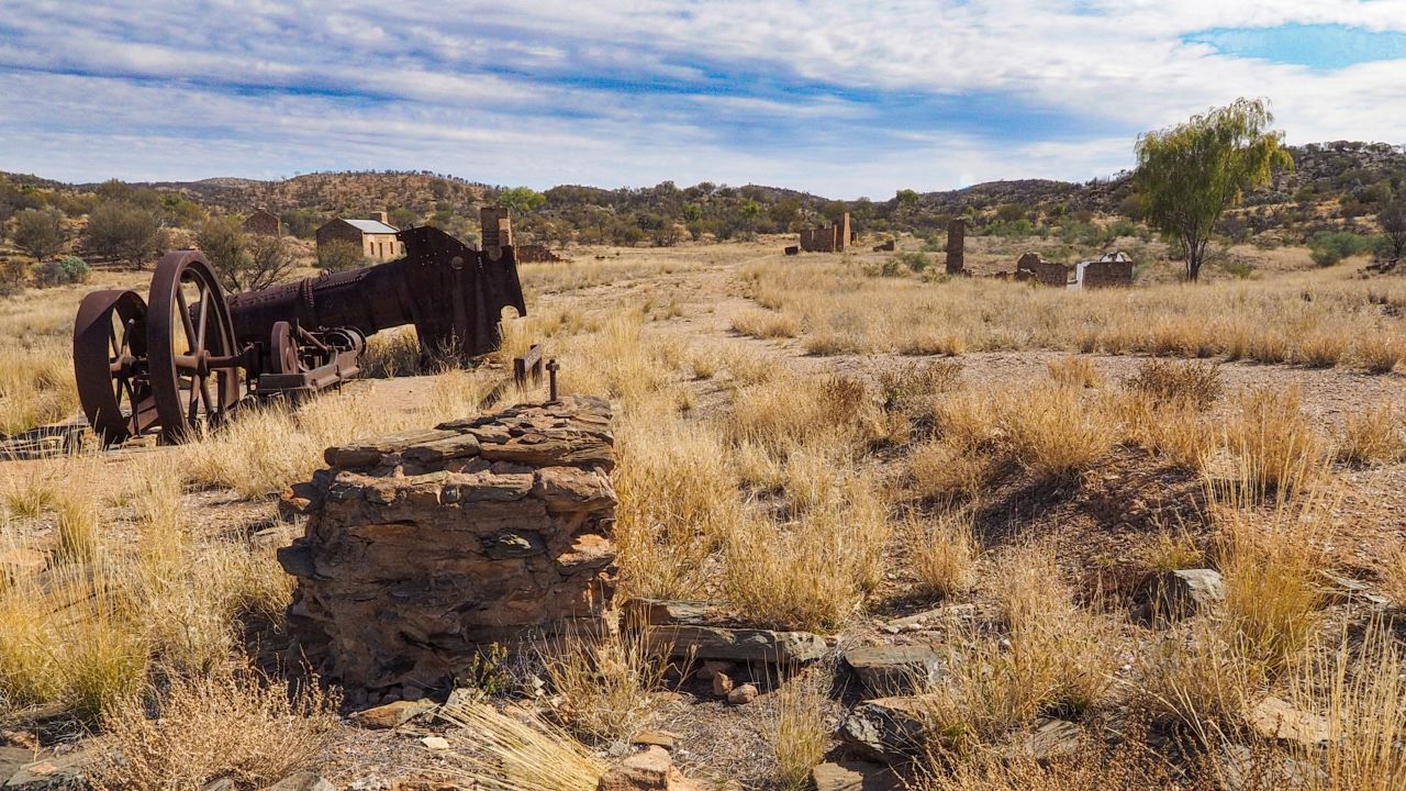 Deserted gold rush town Arltunga in the Northern Territory of Australia.