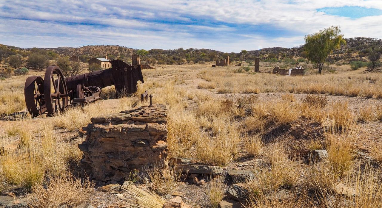 Deserted gold rush town Arltunga in the Northern Territory of Australia.