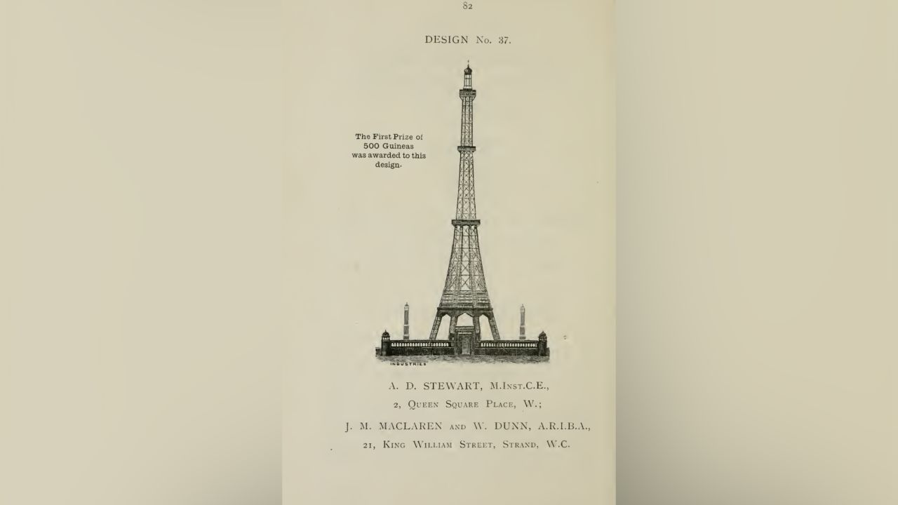 <strong>The winner:</strong> Designed by London architects Stewart, McLaren and Dunn, the winning proposal was similar in structure to the Eiffel Tower, albeit more slender.