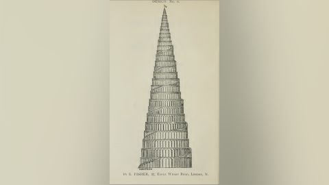 <strong>Railway to the sky: </strong>Watkins held a contest to design the tower, offering a prize equivalent to $80,000 in today's money. One proposal had a train running up a spiraling railway on the outside of a 2,000-foot-tall tower.