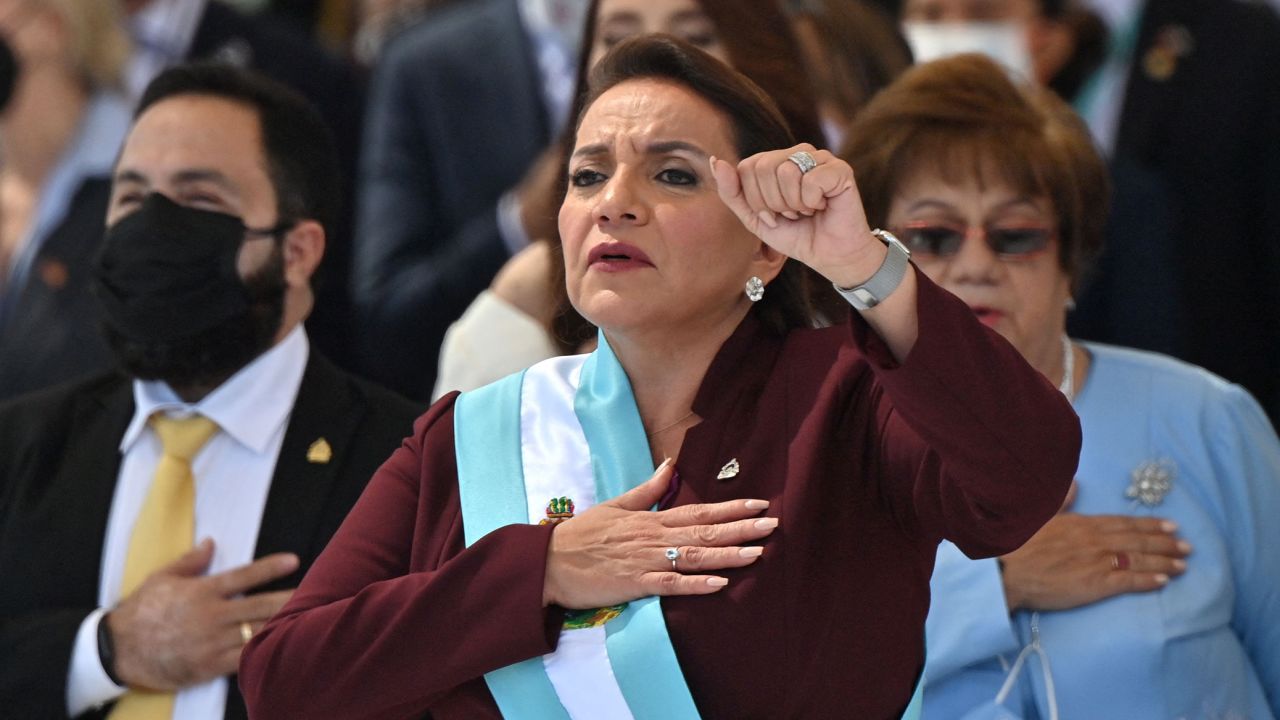 Honduras' Xiomara Castro at her inauguration ceremony in Tegucigalpa on Thursday.