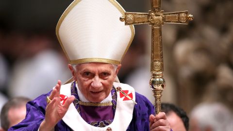 Pope Benedict XVI led the Ash Wednesday service at the St. Peter's Basilica on February 13, 2013, in Vatican City. 