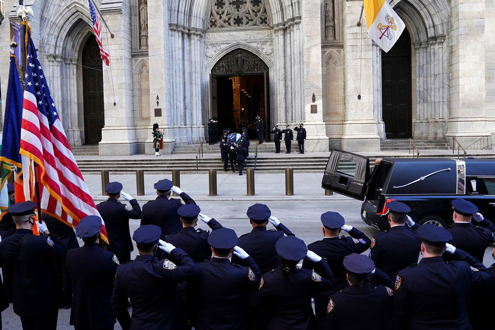 Rivera's casket arrives at St. Patrick's Cathedral on January 27.