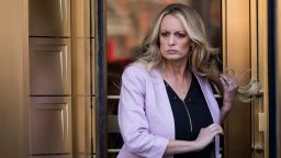 Stormy Daniels (Stephanie Clifford) exits the United States District Court Southern District of New York for a hearing related to Michael Cohen, President Trump's longtime personal attorney and confidante, April 16, 2018 in New York City.  