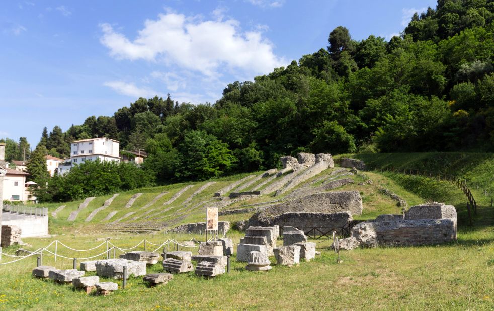 <strong>Ancient origins: </strong>The remains of the Roman theater, made of travertine.
