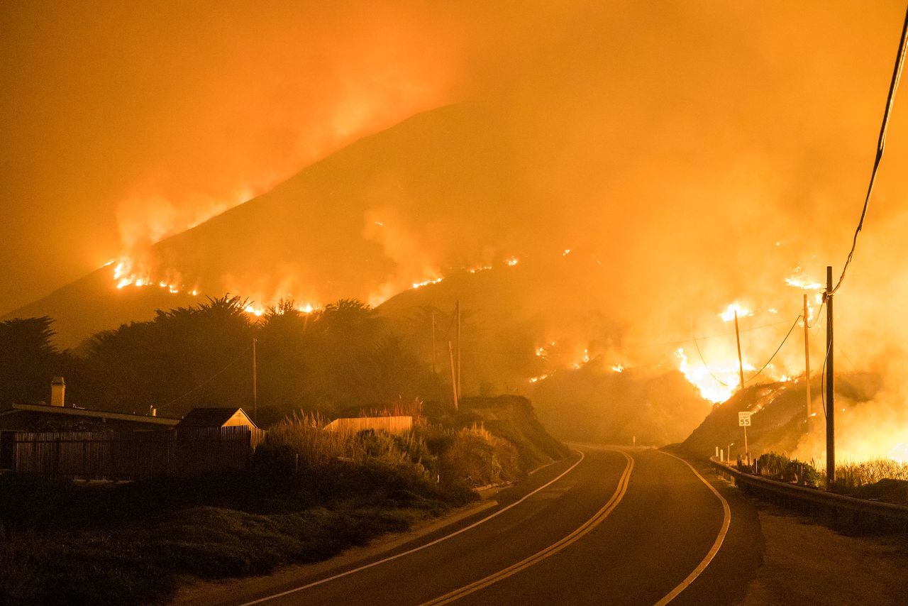 The Colorado Fire burns along Highway 1 near Big Sur, California, on Saturday, January 22. <a href="https://www.cnn.com/2022/01/22/weather/california-highway-1-palo-colorado-fire/index.html" target="_blank">The wildfire</a> prompted evacuation orders in Monterey County.