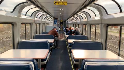 The sightseer lounge on the Coast Starlight train, pictured on November 24, 2021.