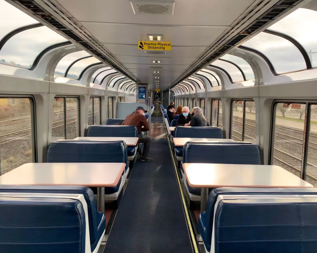 The sightseer lounge on the Coast Starlight train, pictured on November 24, 2021.