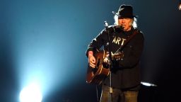Singer Neil Young performs onstage at the 25th anniversary MusiCares 2015 Person Of The Year Gala honoring Bob Dylan at the Los Angeles Convention Center on February 6, 2015 in Los Angeles, California. 