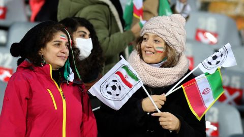 Iran supporters watch the 2022 Qatar World Cup Asian Qualifiers match between Iran and Iraq.