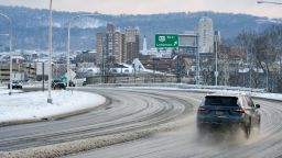 West Reading, PA - January 7: Cars drive over the cloverleaf on Penn Street leading into Reading, PA Friday morning January 7, 2022. (Photo by Ben Hasty/MediaNews Group/Reading Eagle via Getty Images)