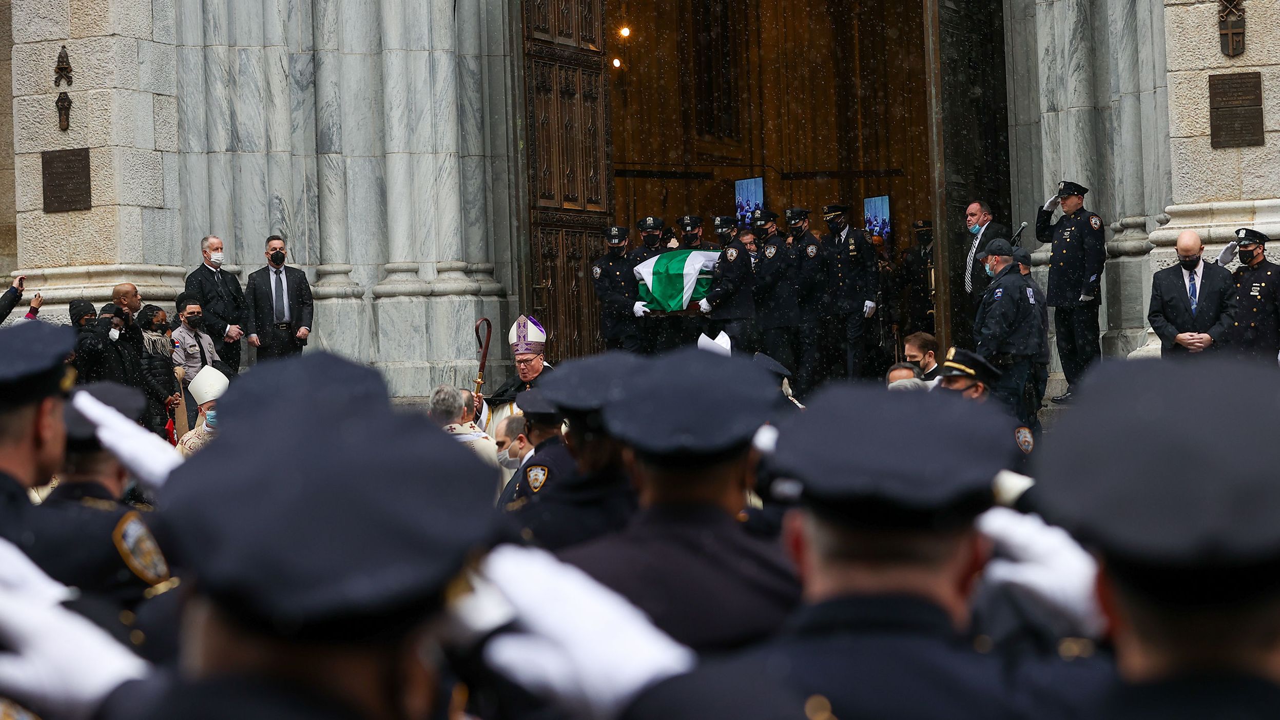 Thousands of NYPD officers attended Rivera's funeral.