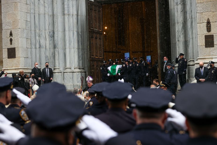 Thousands of NYPD officers attended Rivera's funeral.