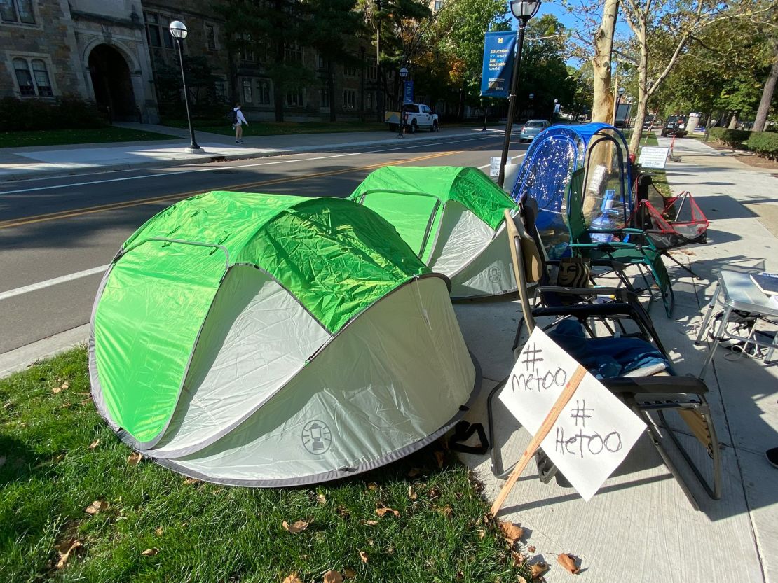 Vaughn has slept in a tent and later, a trailer, to protest at the University over issues of sexual abuse and assault.